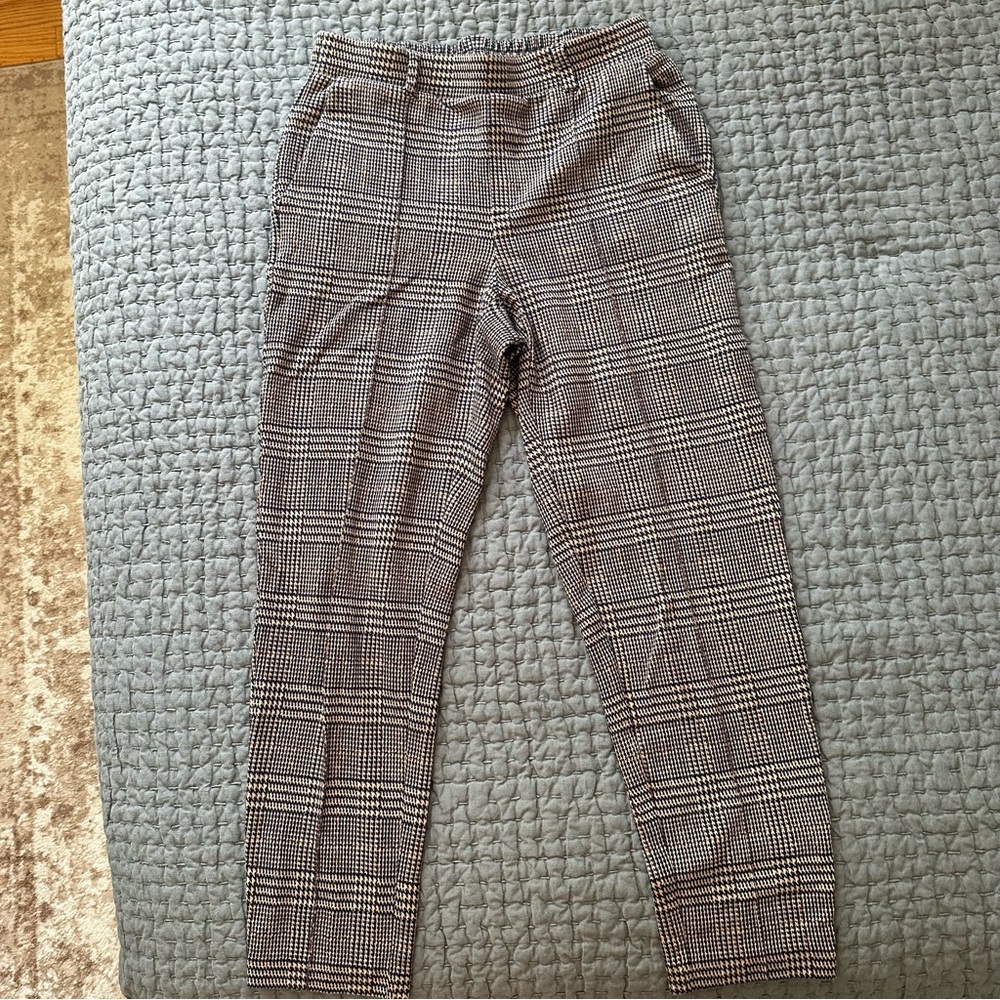 Plaid straight leg pants